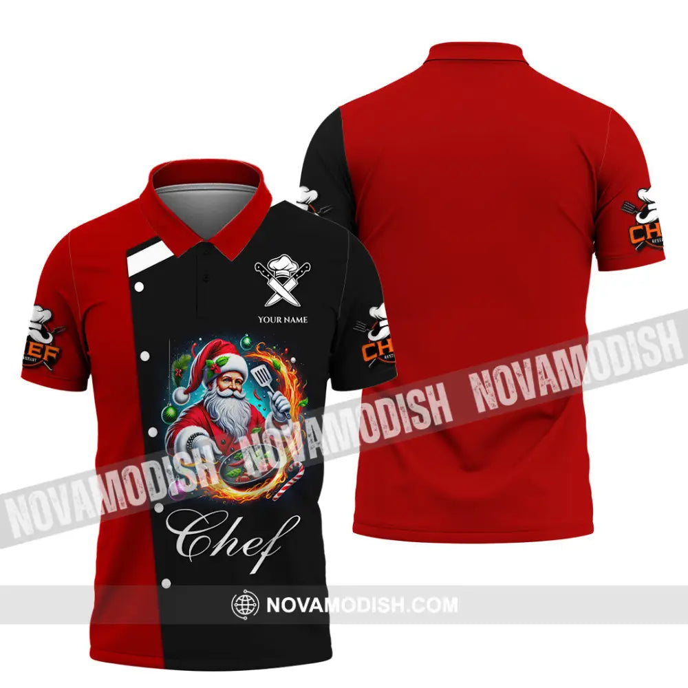 Unisex Shirt Custom Name Chef Christmas Polo Long Sleeve Cooking Love T-Shirt / S T-Shirt
