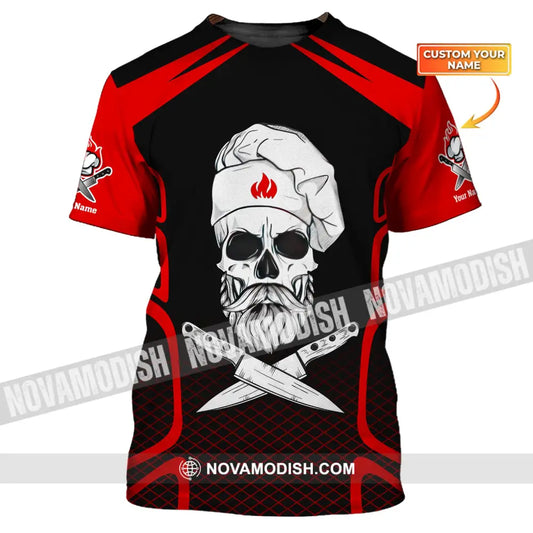 Unisex Shirt Custom Name Chef Skull Polo Gift For Cooking Lovers T-Shirt / S