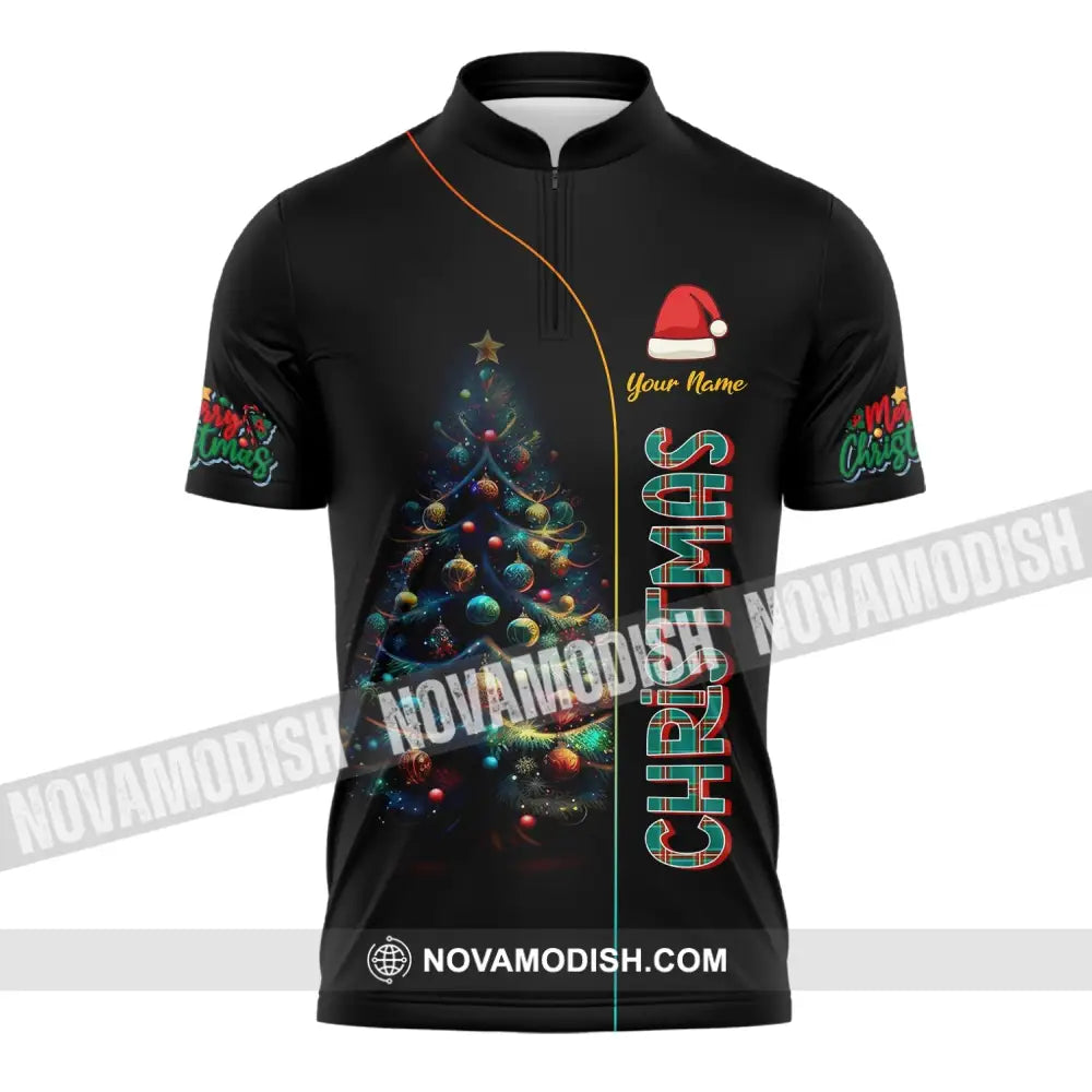 Unisex Shirt - Custom Name Christmas Night Zipper Polo / S T-Shirt