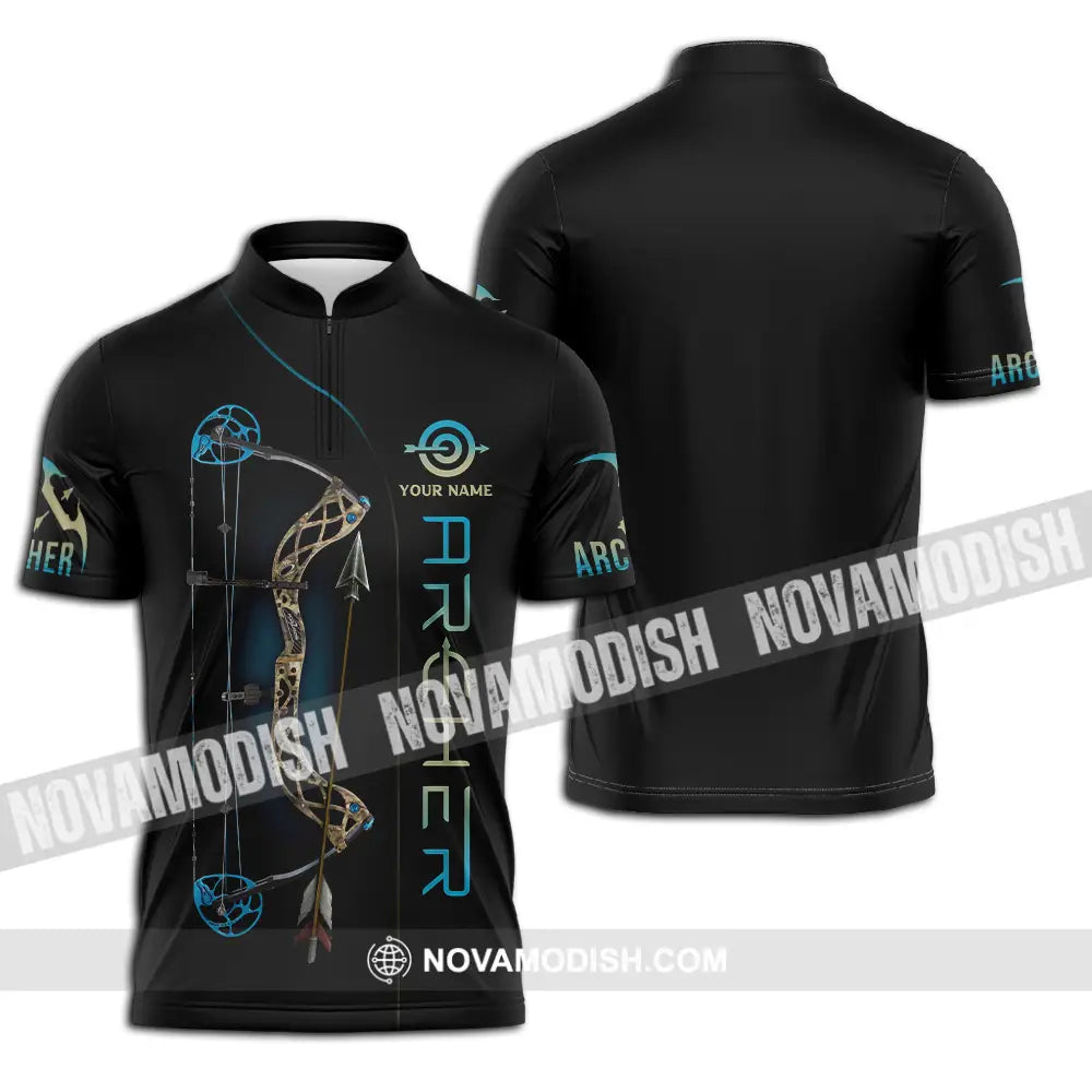Unisex Shirt - Custom Name Classic Archer Shirt Zipper Polo Shirt / S T-shirt