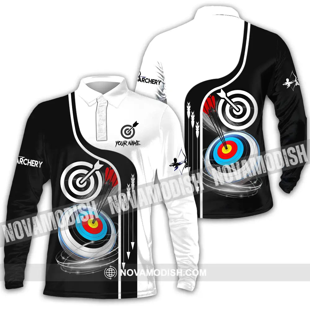 Unisex Shirt - Custom Name Color Sport Shirt Archery Classic Long Sleeve Polo / S T-shirt