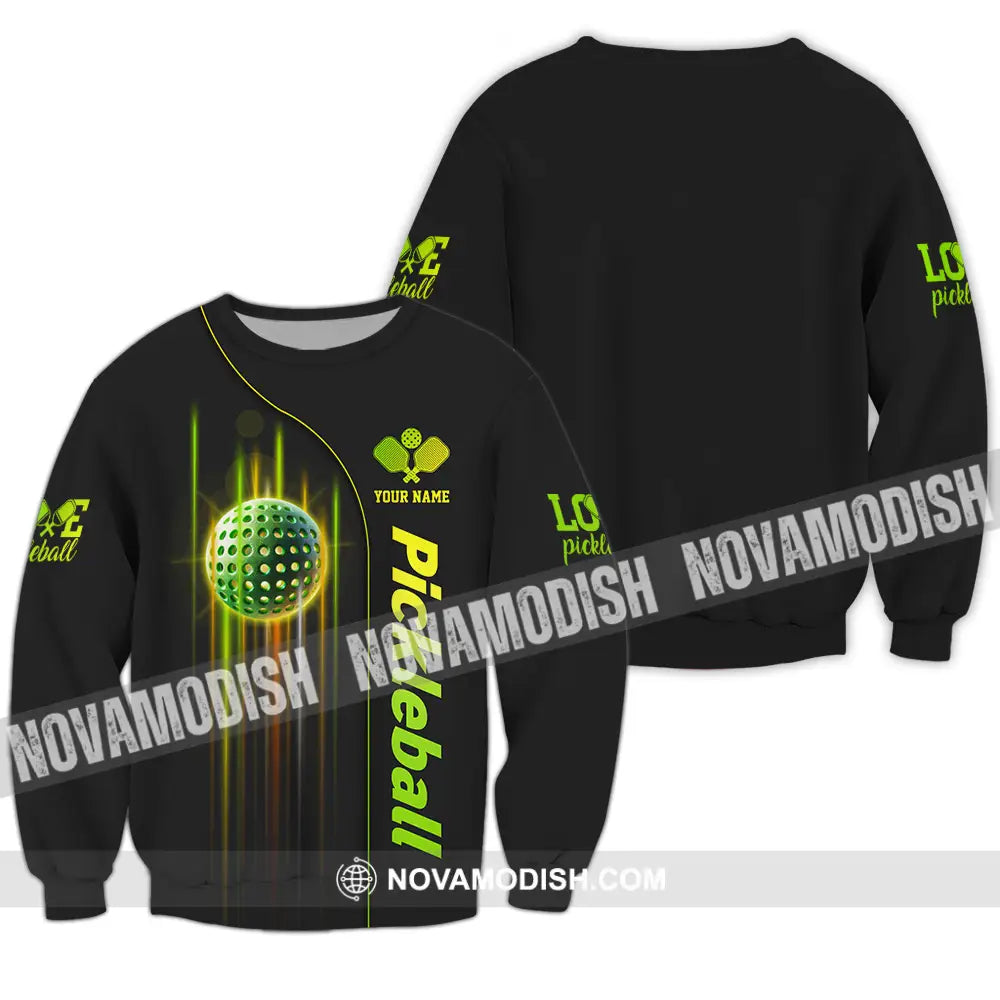 Unisex Shirt - Custom Name Shirt Colorful Line Pickleball Long Sleeve / S T-shirt