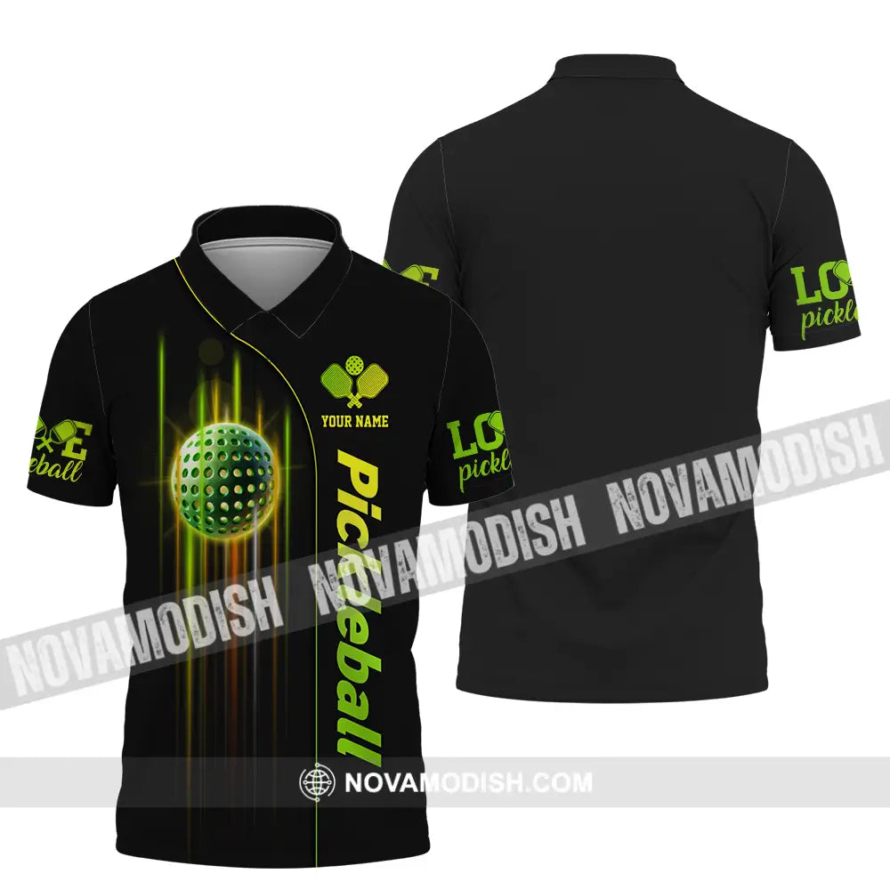 Unisex Shirt - Custom Name Shirt Colorful Line Pickleball Polo Shirt / S T-shirt