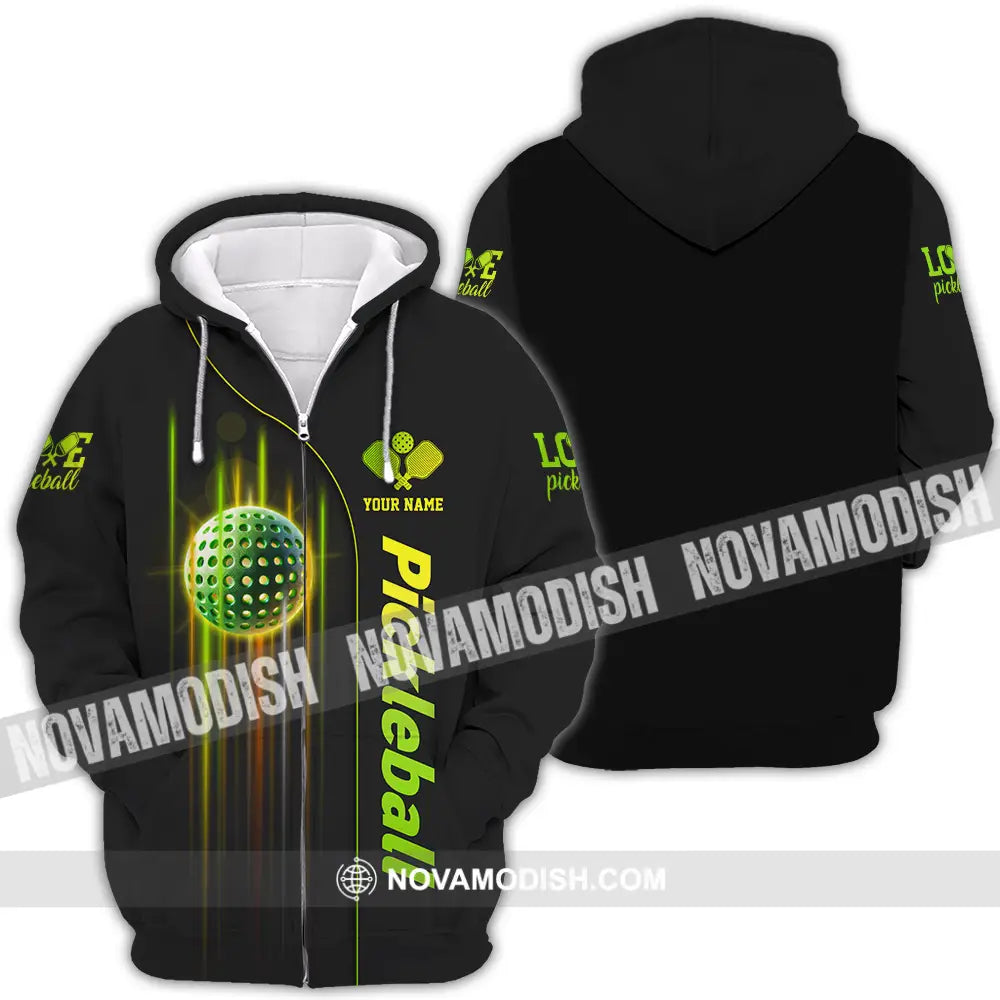 Unisex Shirt - Custom Name Shirt Colorful Line Pickleball Zipper Hoodie / S T-shirt