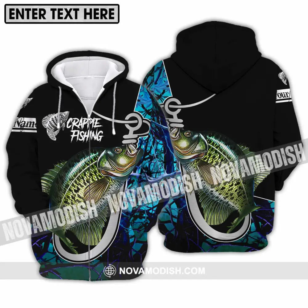 Unisex Shirt - Custom Name Crappie Fishing Shirt Zipper Hoodie / S T-shirt