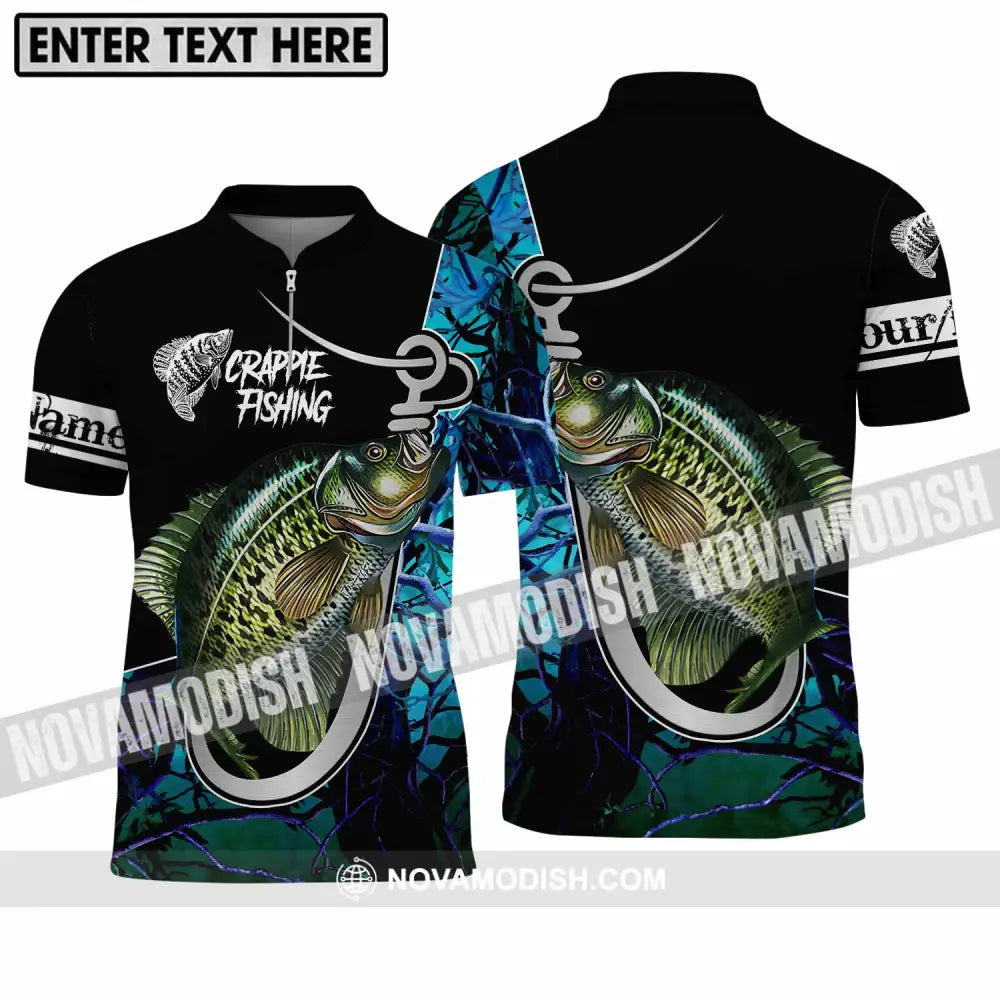 Unisex Shirt - Custom Name Crappie Fishing Shirt Zipper Polo Shirt / S T-shirt