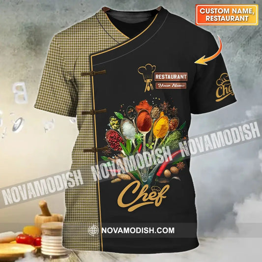 Unisex Shirt - Custom Name Dark Shirt For Chef - Cooking Spices T-shirt