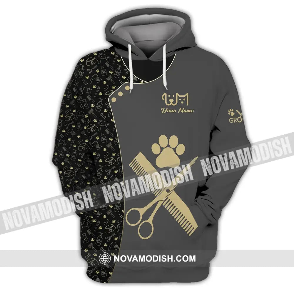 Unisex Shirt - Custom Name Dark Shirt For Pet Grooming Hoodie / S T-shirt