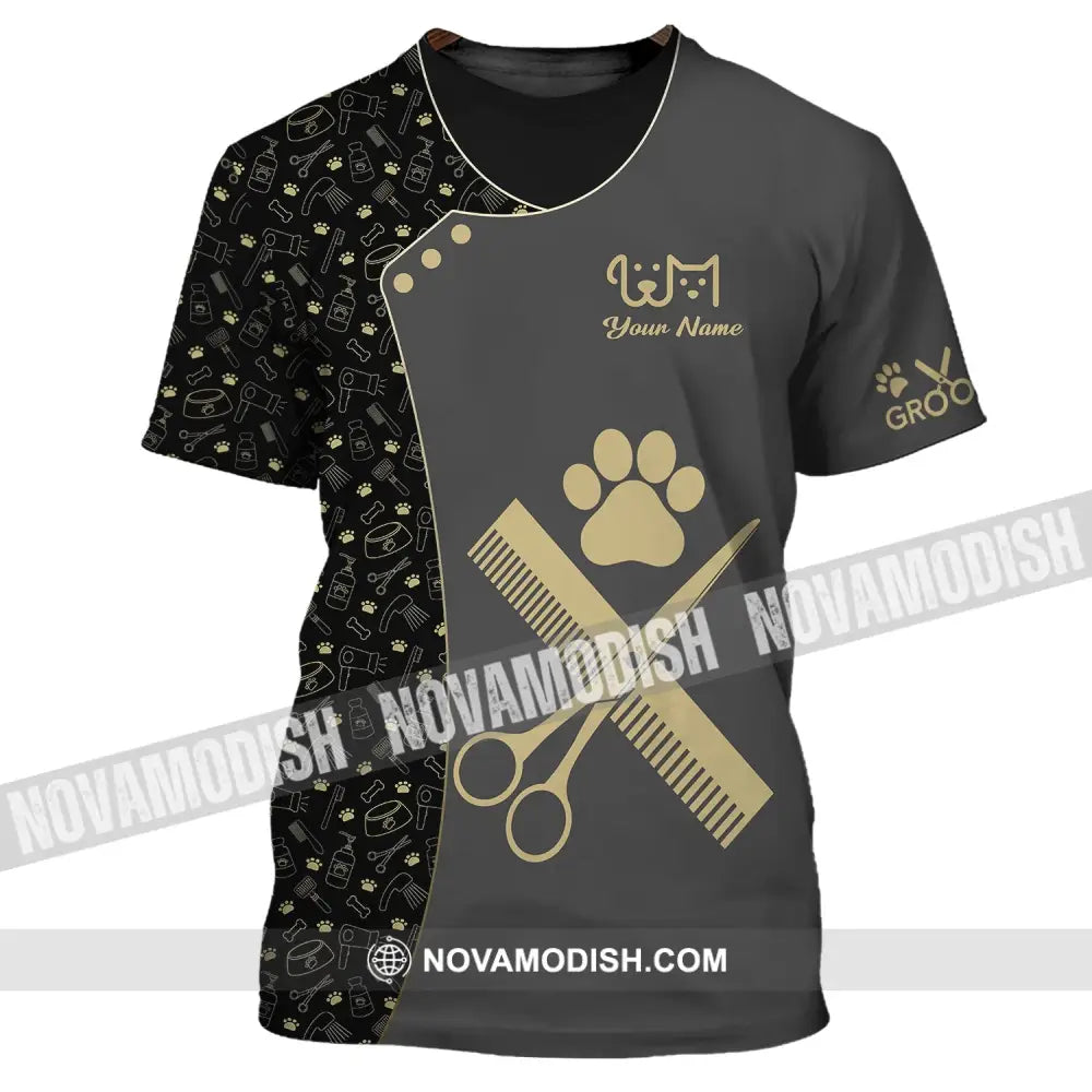 Unisex Shirt - Custom Name Dark Shirt For Pet Grooming T-Shirt / S T-shirt