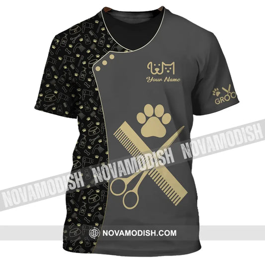 Unisex Shirt - Custom Name Dark Shirt For Pet Grooming T-Shirt / S T-shirt