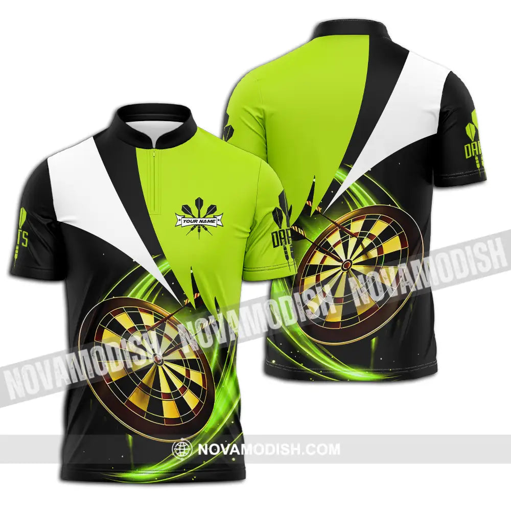 Unisex Shirt - Custom Name Darts Neon Shirt Zipper Polo Shirt / S T-shirt