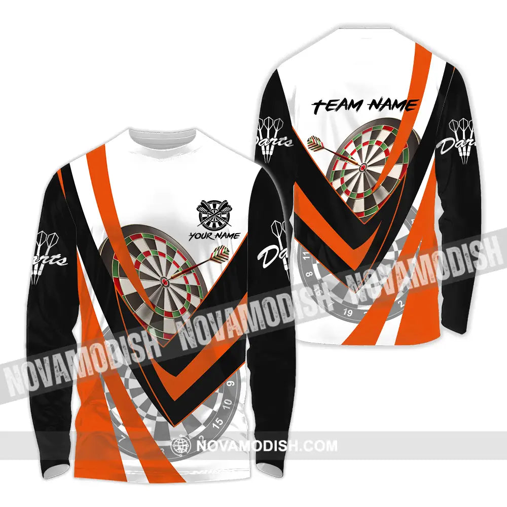 Unisex Shirt - Custom Name Darts Player Shirt Orange Color Classic Long Sleeve Shirt / S T-shirt