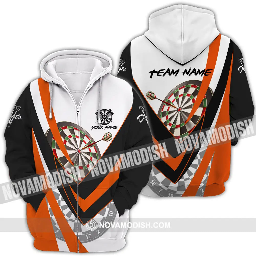Unisex Shirt - Custom Name Darts Player Shirt Orange Color Classic Zipper Hoodie / S T-shirt