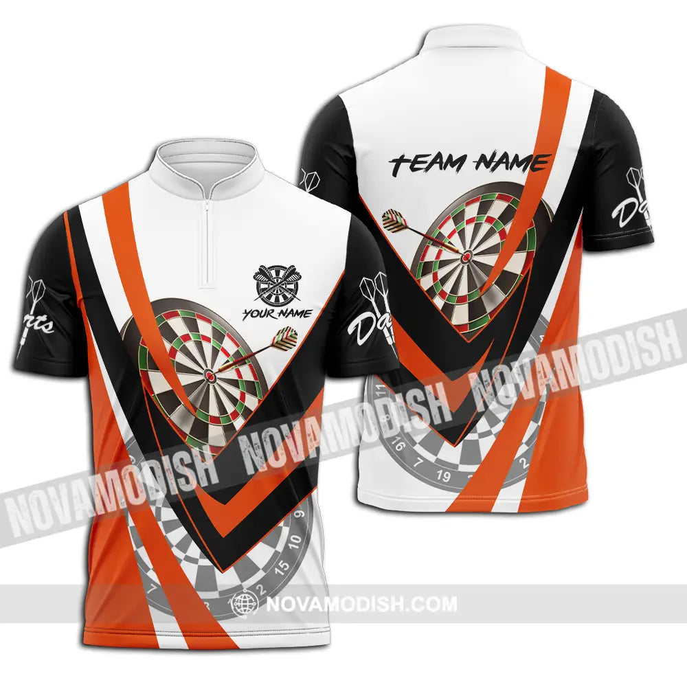 Unisex Shirt - Custom Name Darts Player Shirt Orange Color Classic Zipper Polo Shirt / S T-shirt