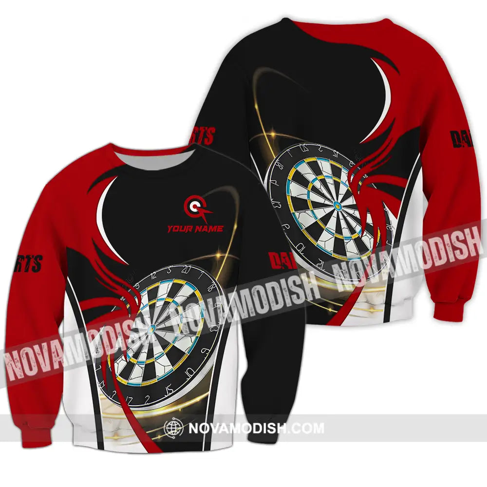 Unisex Shirt - Custom Name Darts Red Black White Shirt Long Sleeve / S T-shirt