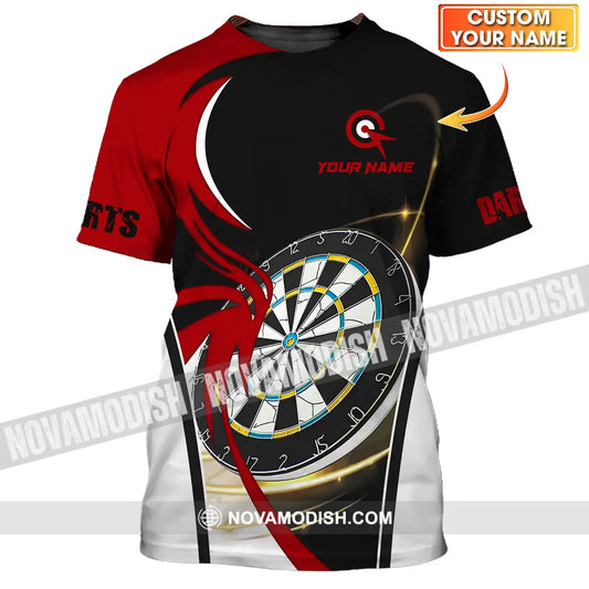 Unisex Shirt - Custom Name Darts Red Black White Shirt T-shirt