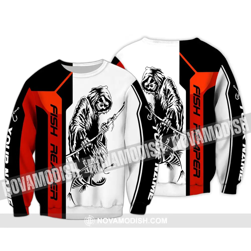 Unisex Shirt - Custom Name Death Fish Reaper Shirt Long Sleeve / S T-shirt