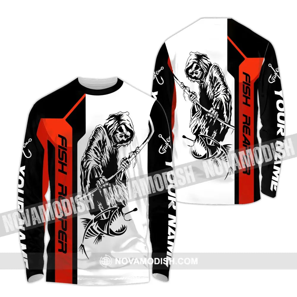 Unisex Shirt - Custom Name Death Fish Reaper Shirt Long Sleeve Shirt / S T-shirt