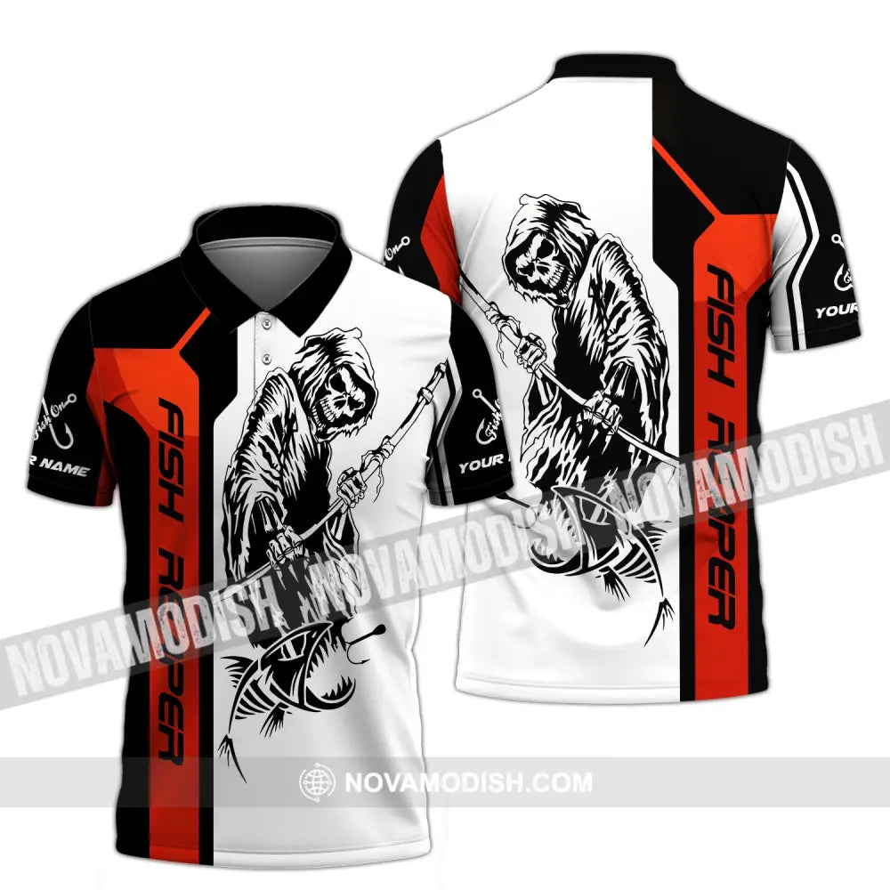 Unisex Shirt - Custom Name Death Fish Reaper Shirt Polo Shirt / S T-shirt