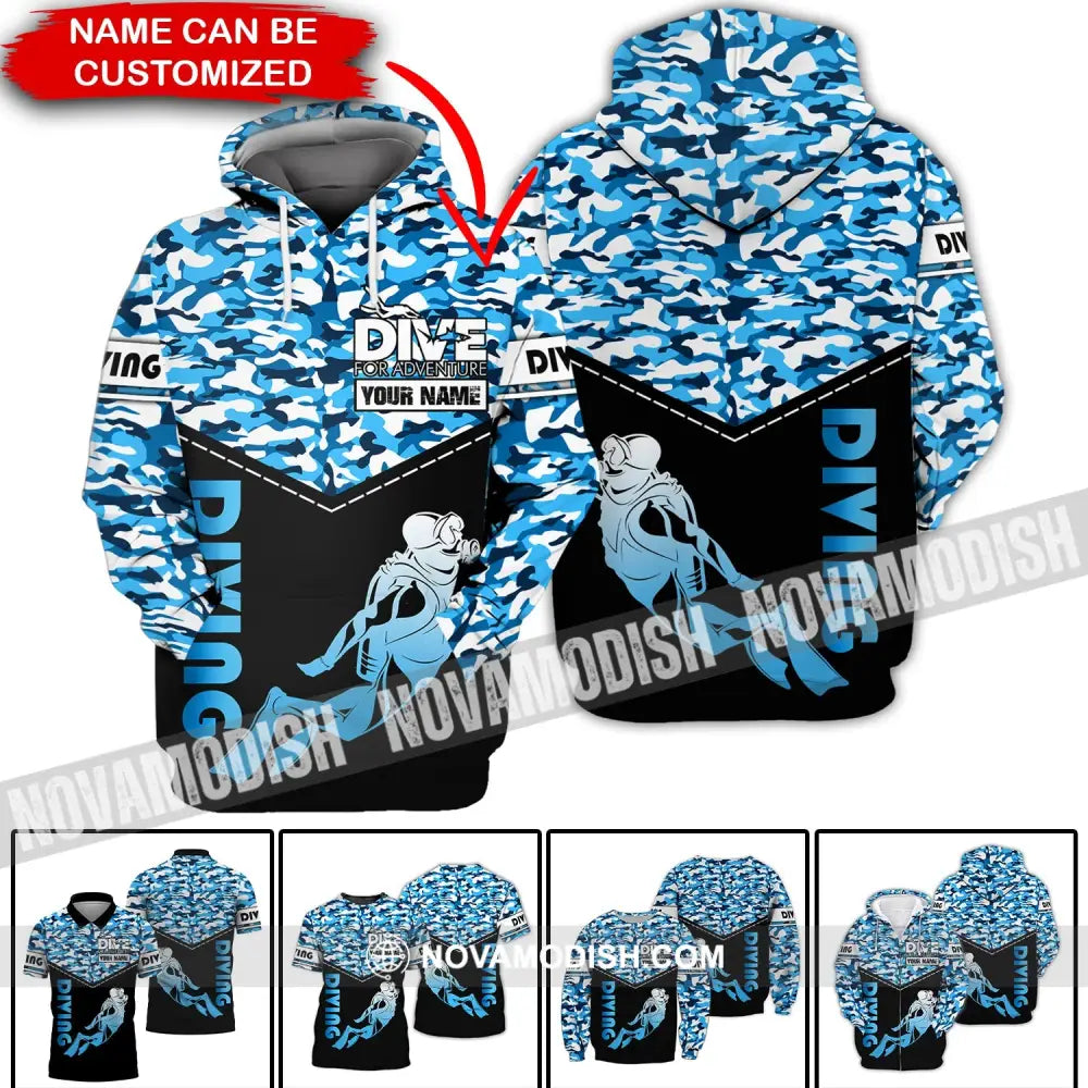 Unisex Shirt - Custom Name Diving T-Shirt - Dive For Adventure - Dive Shirt T-shirt