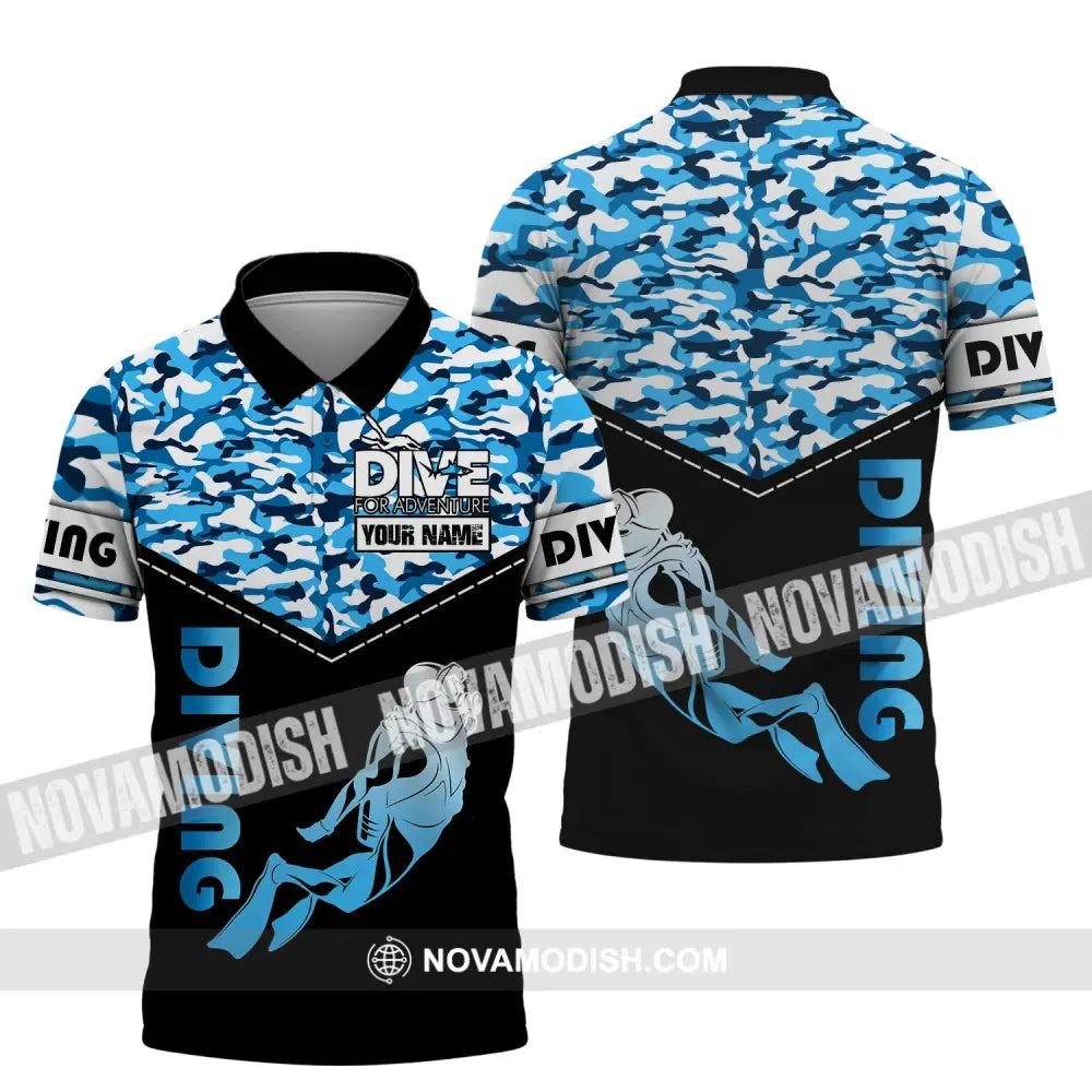 Unisex Shirt - Custom Name Diving T-Shirt - Dive For Adventure - Dive Shirt Polo Shirt / S T-shirt