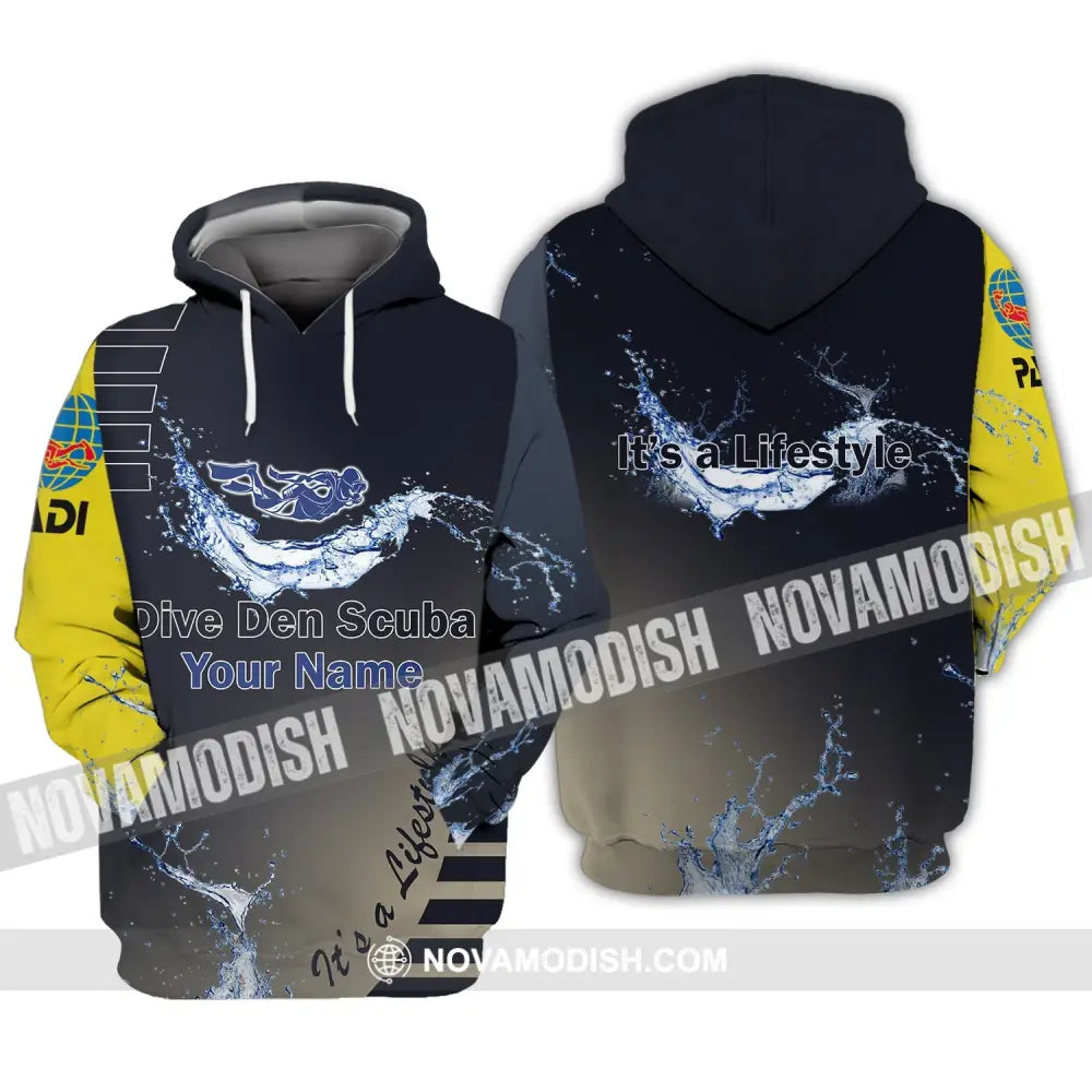 Unisex Shirt - Custom Name Diving T-Shirt - Personalized Shirt - Dive Den Scuba It’s A Lifestyle Hoodie / S T-shirt