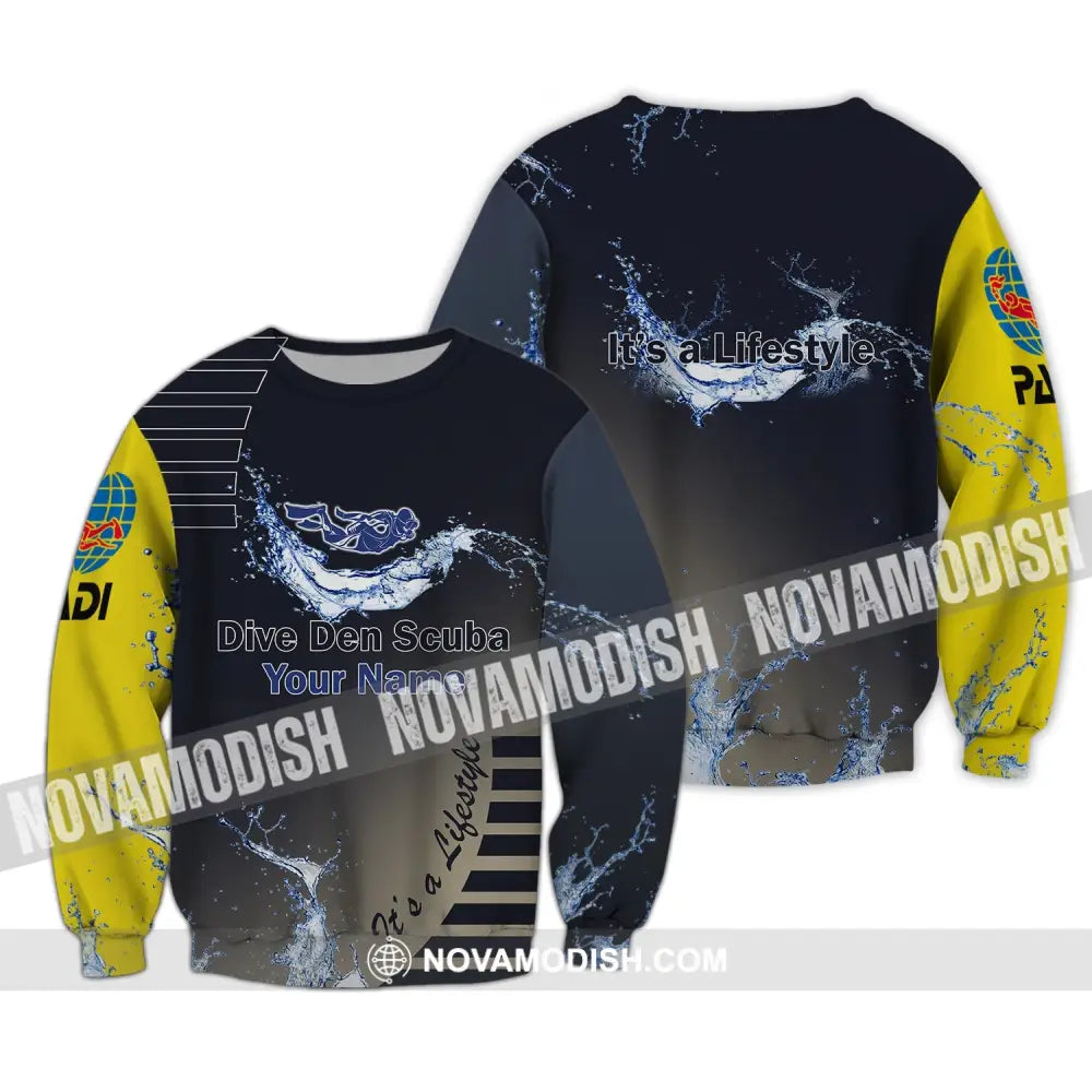 Unisex Shirt - Custom Name Diving T-Shirt - Personalized Shirt - Dive Den Scuba It’s A Lifestyle Long Sleeve / S T-shirt