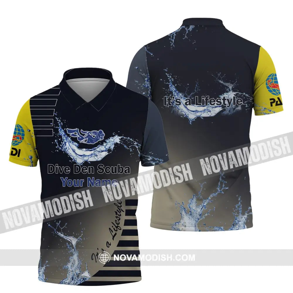 Unisex Shirt - Custom Name Diving T-Shirt - Personalized Shirt - Dive Den Scuba It’s A Lifestyle Polo Shirt / S T-shirt