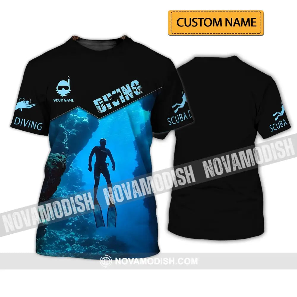 Unisex Shirt - Custom Name Diving T-Shirt - Personalized Scuba Diving Shirt - Scuba Dive Apparel T-shirt