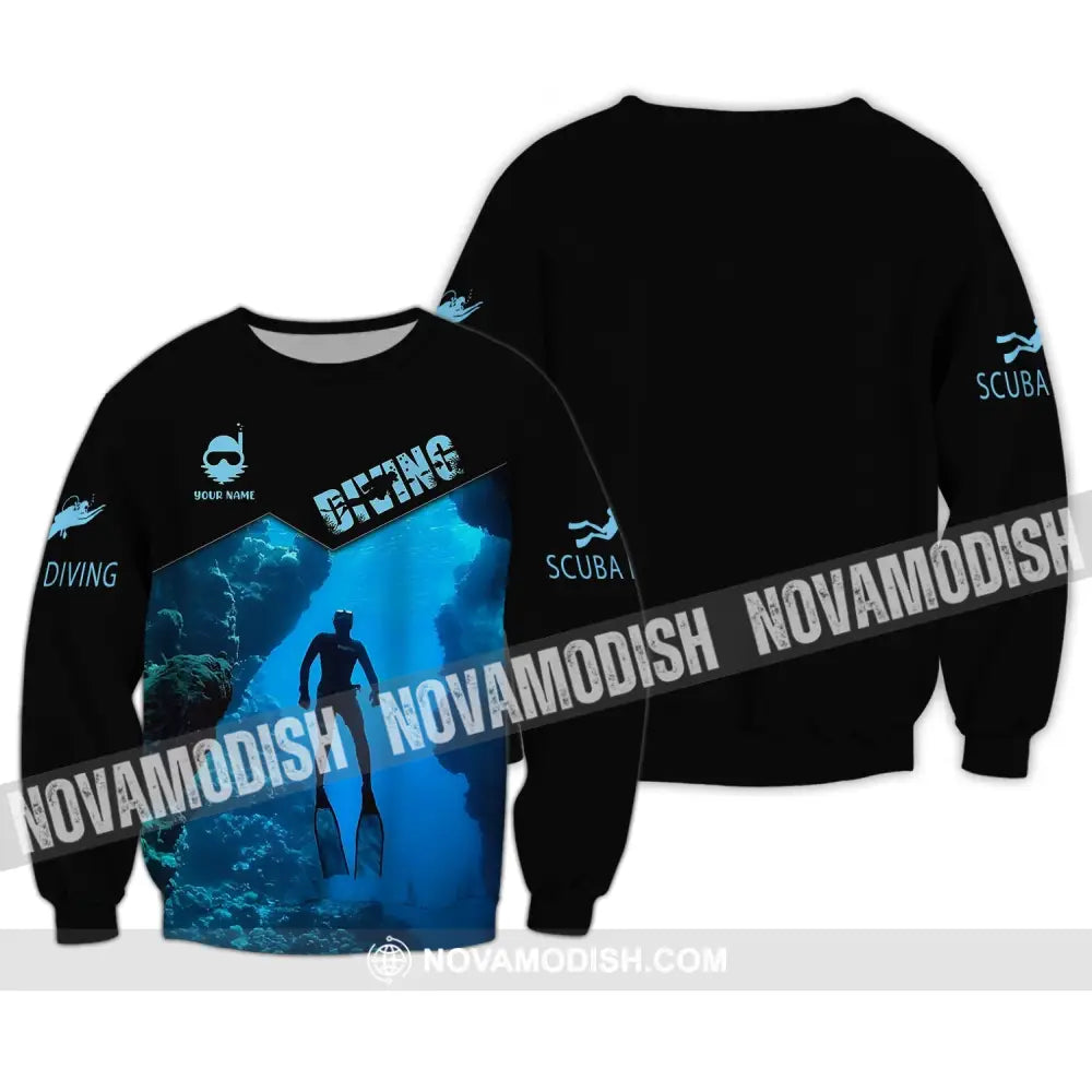 Unisex Shirt - Custom Name Diving T-Shirt - Personalized Scuba Diving Shirt - Scuba Dive Apparel Long Sleeve / S T-shirt