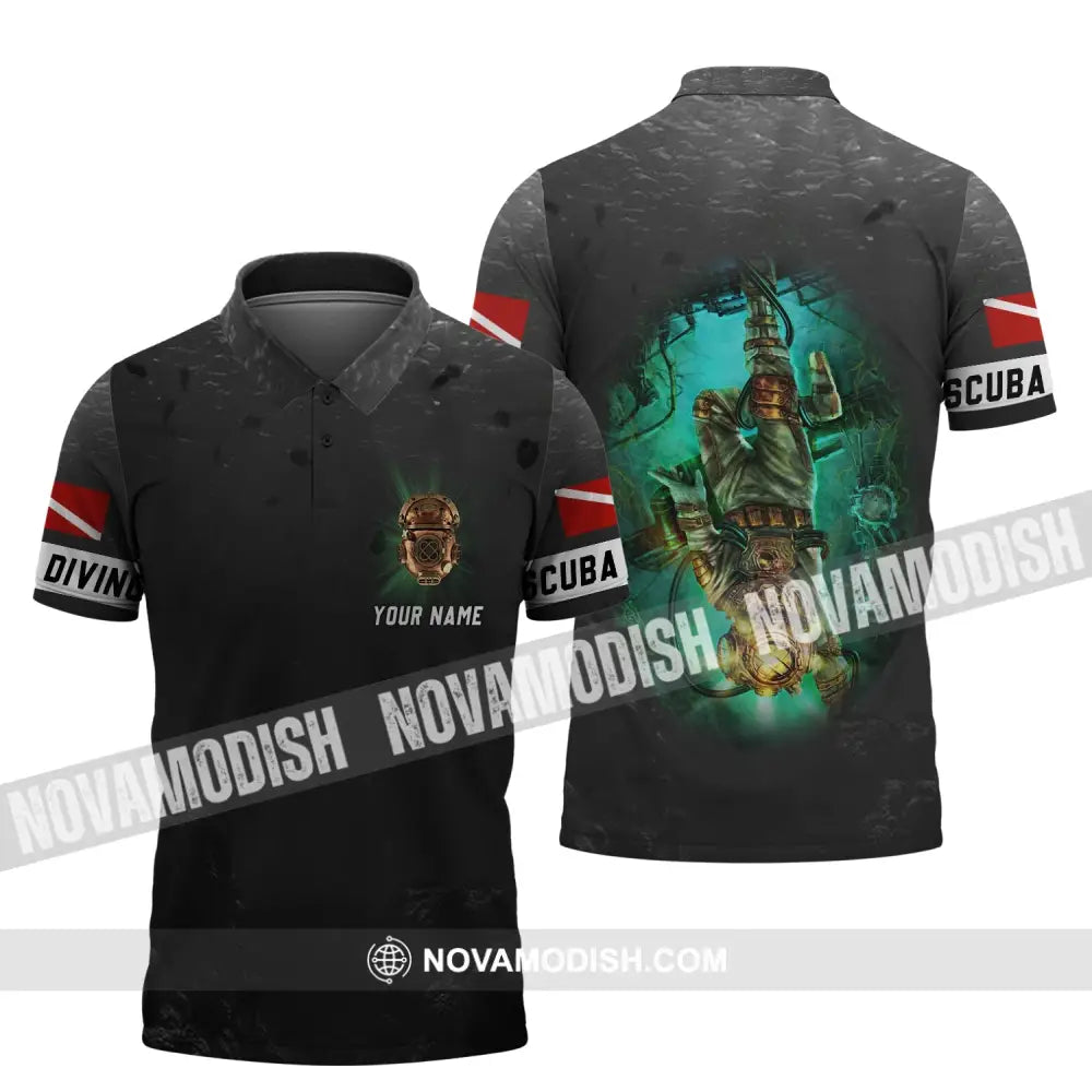 Unisex Shirt - Custom Name Diving T-Shirt - Personalized Scuba Diving Shirt - Scuba Dive Apparel Polo Shirt / S T-shirt