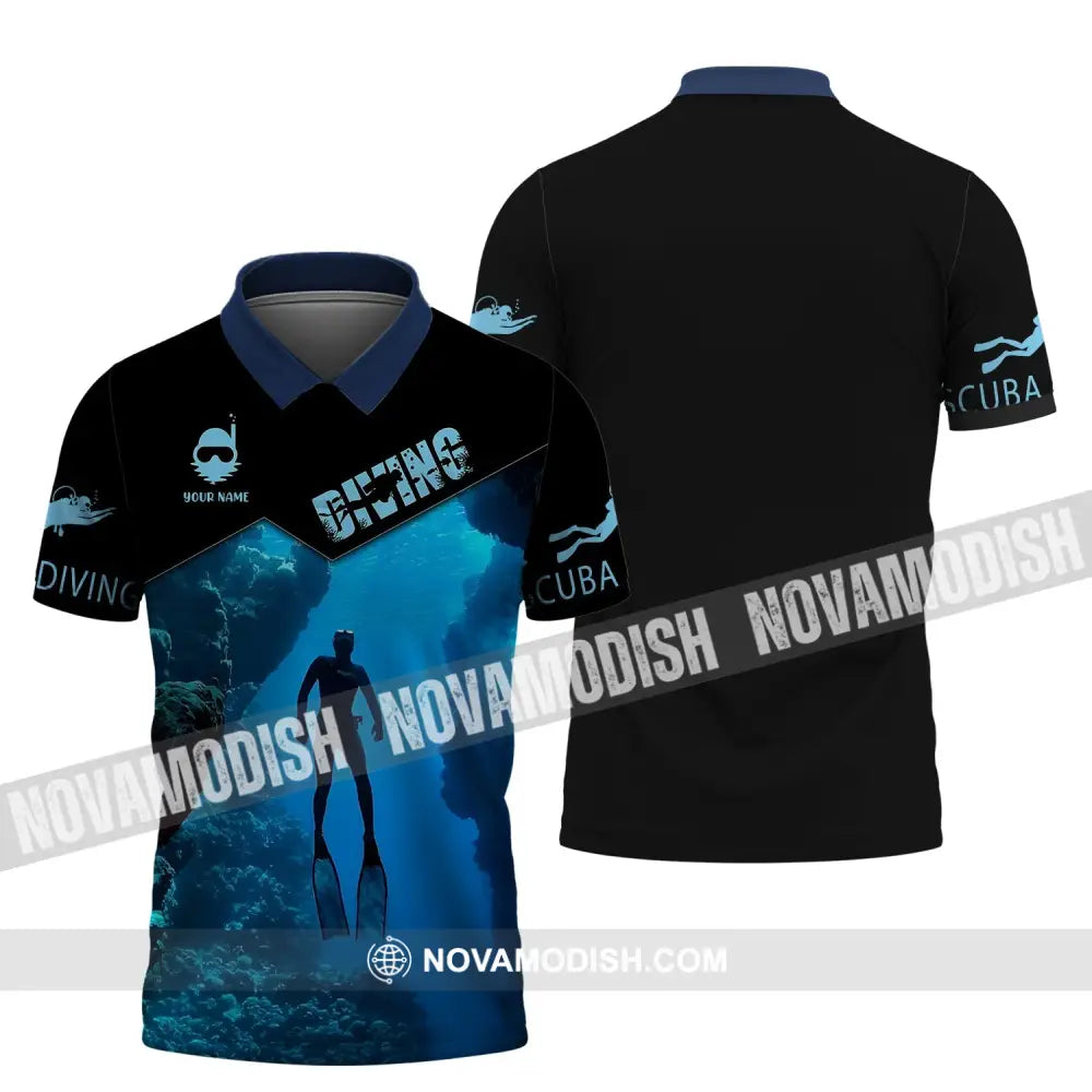 Unisex Shirt - Custom Name Diving T-Shirt - Personalized Scuba Diving Shirt - Scuba Dive Apparel Polo Shirt / S T-shirt