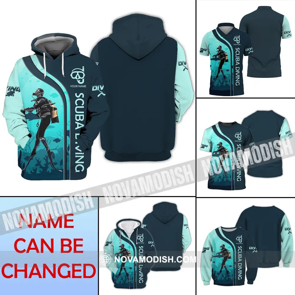 Unisex Shirt - Custom Name Diving T-Shirt - Personalized Scuba Diving Shirt - Dive Tee T-shirt