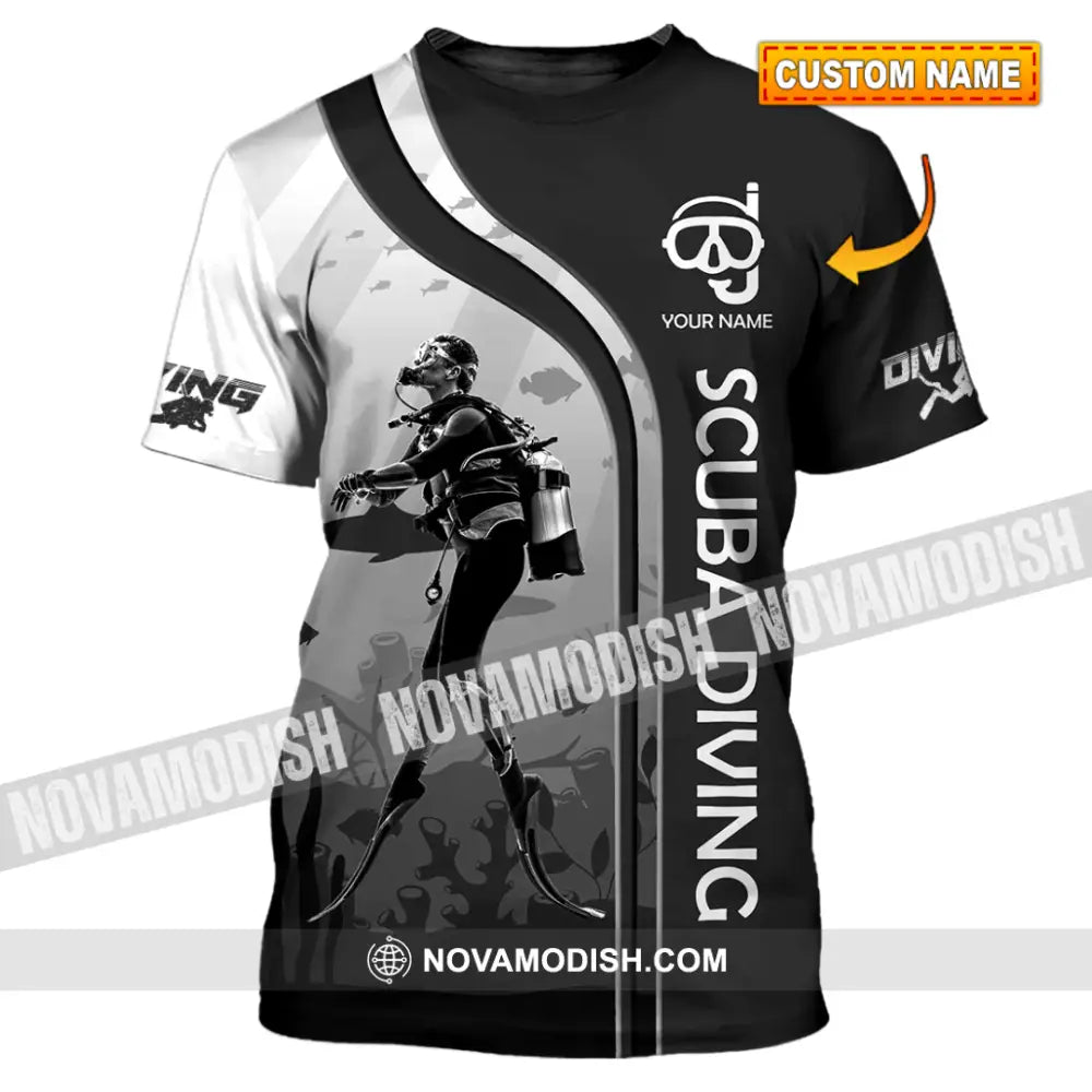 Unisex Shirt - Custom Name Diving T-Shirt - Personalized Scuba Diving Shirt - Dive Tee T-shirt