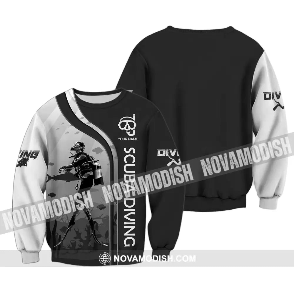 Unisex Shirt - Custom Name Diving T-Shirt - Personalized Scuba Diving Shirt - Dive Tee Long Sleeve / S T-shirt