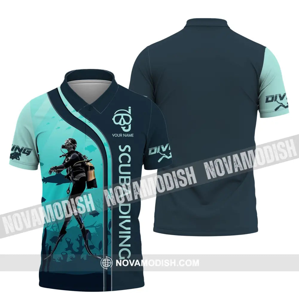 Unisex Shirt - Custom Name Diving T-Shirt - Personalized Scuba Diving Shirt - Dive Tee Polo Shirt / S T-shirt