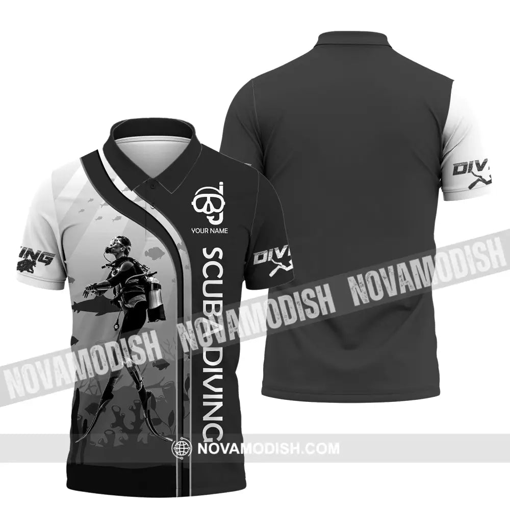 Unisex Shirt - Custom Name Diving T-Shirt - Personalized Scuba Diving Shirt - Dive Tee Polo Shirt / S T-shirt