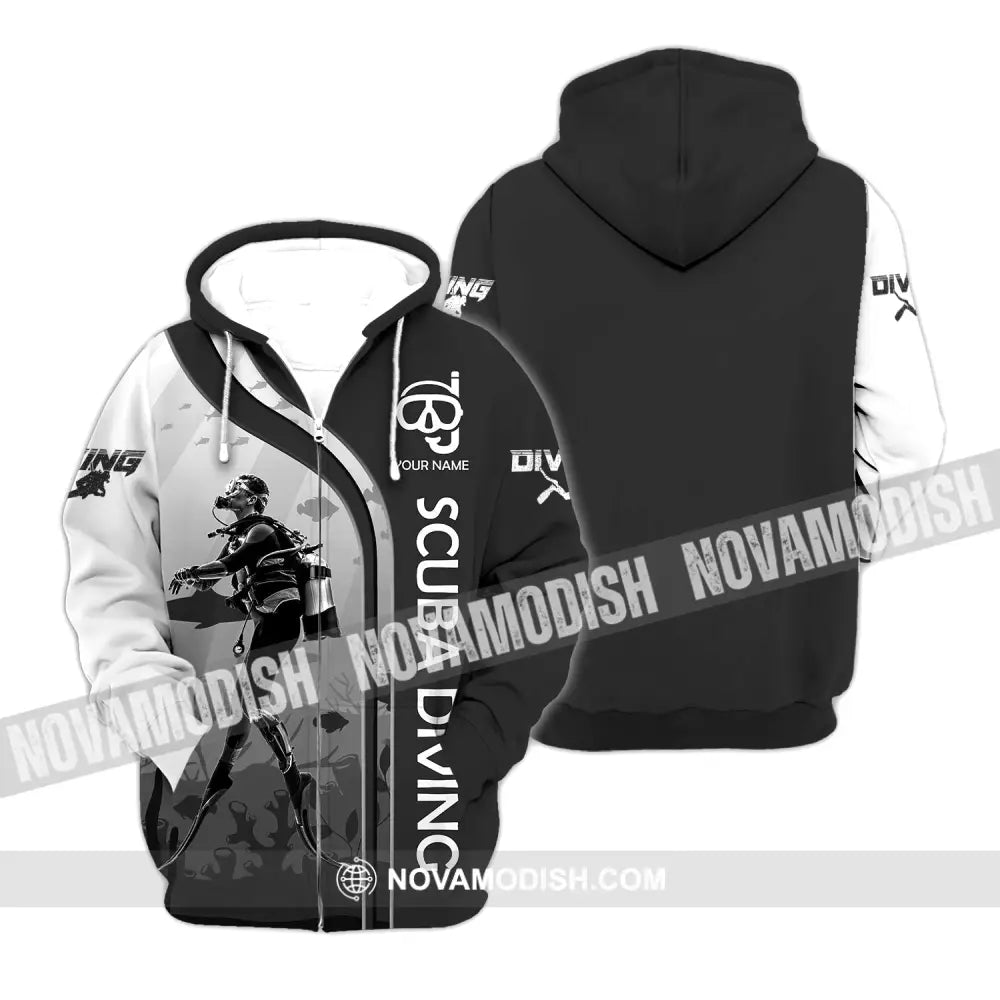 Unisex Shirt - Custom Name Diving T-Shirt - Personalized Scuba Diving Shirt - Dive Tee Zipper Hoodie / S T-shirt
