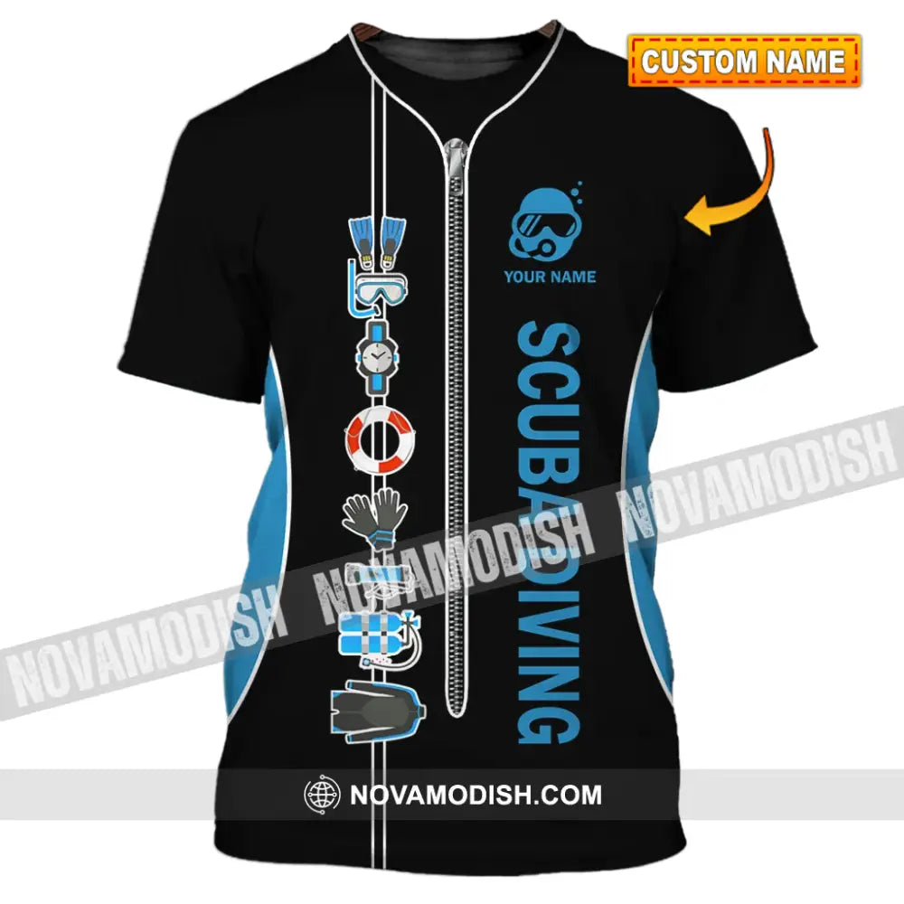 Unisex Shirt - Custom Name Diving T-Shirt - Personalized Shirt - Scuba Diver Gift T-shirt