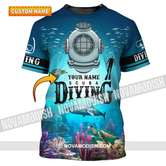Unisex Shirt - Custom Name Diving T-Shirt - Personalized Scuba Diving Shirt - Scuba Diver Gift T-shirt