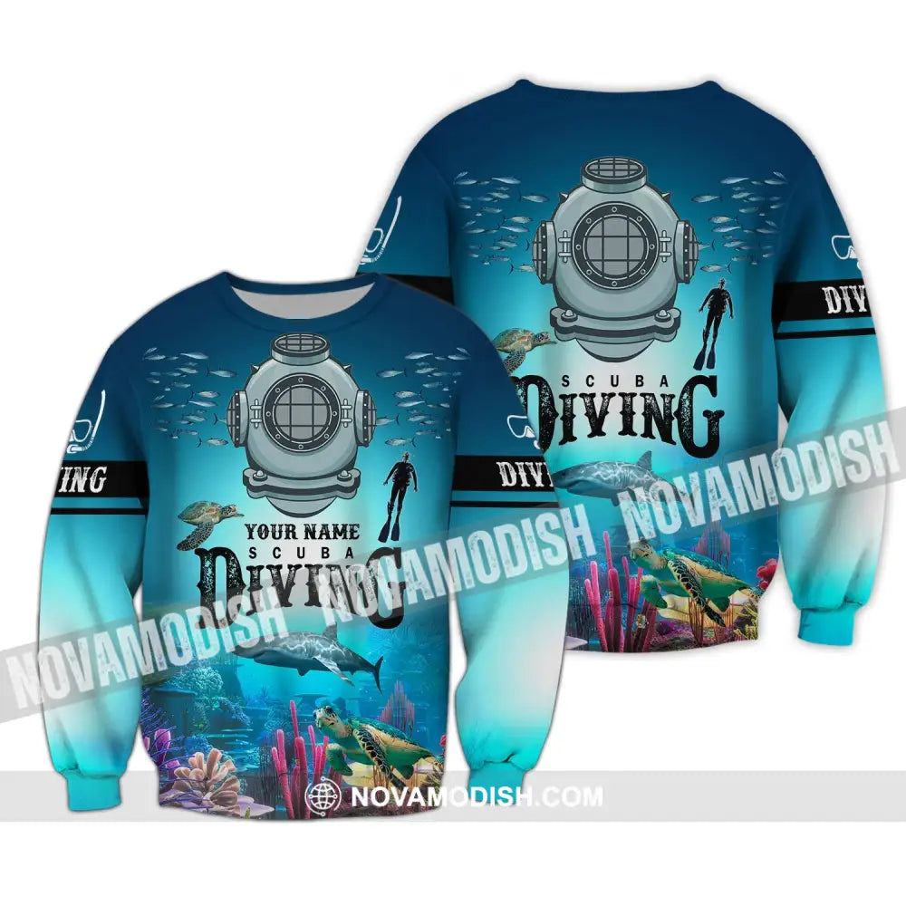 Unisex Shirt - Custom Name Diving T-Shirt - Personalized Scuba Diving Shirt - Scuba Diver Gift Long Sleeve / S T-shirt