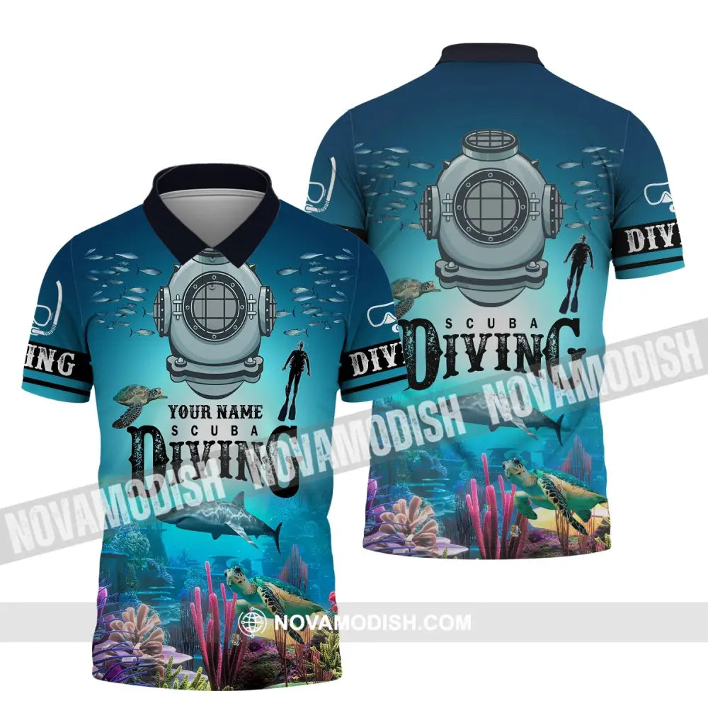 Unisex Shirt - Custom Name Diving T-Shirt - Personalized Scuba Diving Shirt - Scuba Diver Gift Polo Shirt / S T-shirt