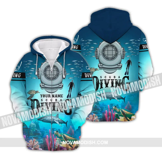 Unisex Shirt - Custom Name Diving T-Shirt - Personalized Scuba Diving Shirt - Scuba Diver Gift Zipper Hoodie / S T-shirt