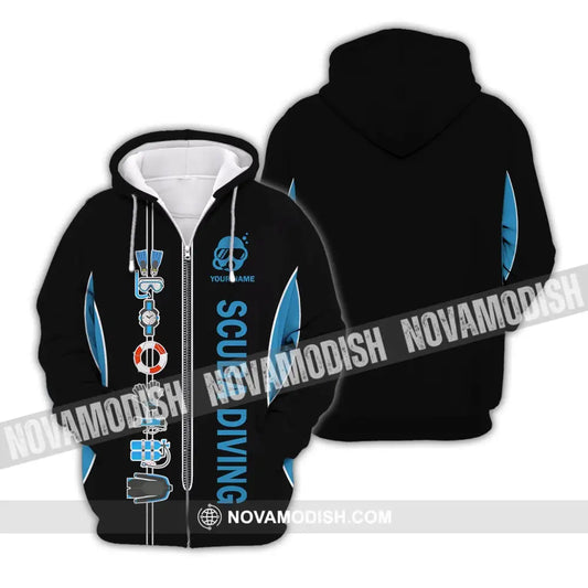 Unisex Shirt - Custom Name Diving T-Shirt - Personalized Shirt - Scuba Diver Gift Zipper Hoodie / S T-shirt