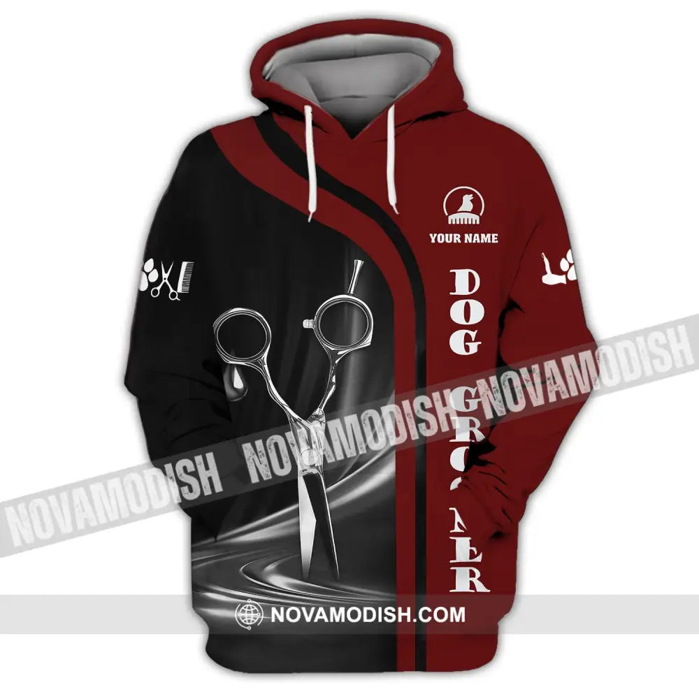 Unisex Shirt - Custom Name Shirt - Dog Groomer Black And Red Name Shirt Hoodie / S T-shirt