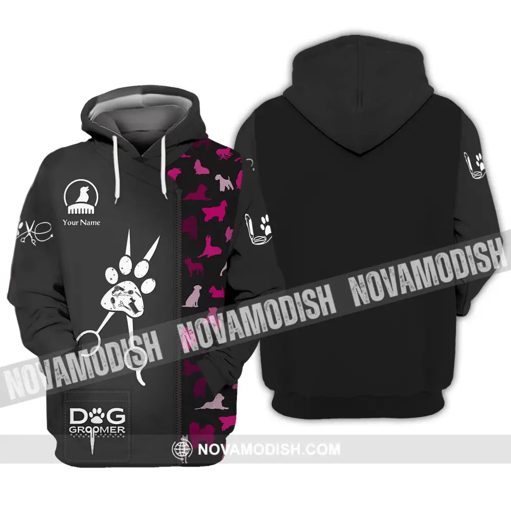 Unisex Shirt Custom Name Dog Groomer Hoodie Pet Grooming T-Shirt / S