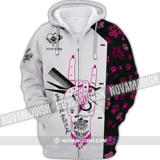 Unisex Shirt - Custom Name Shirt - Dog Hair Hustler Custom Shirt Zipper Hoodie / S T-shirt