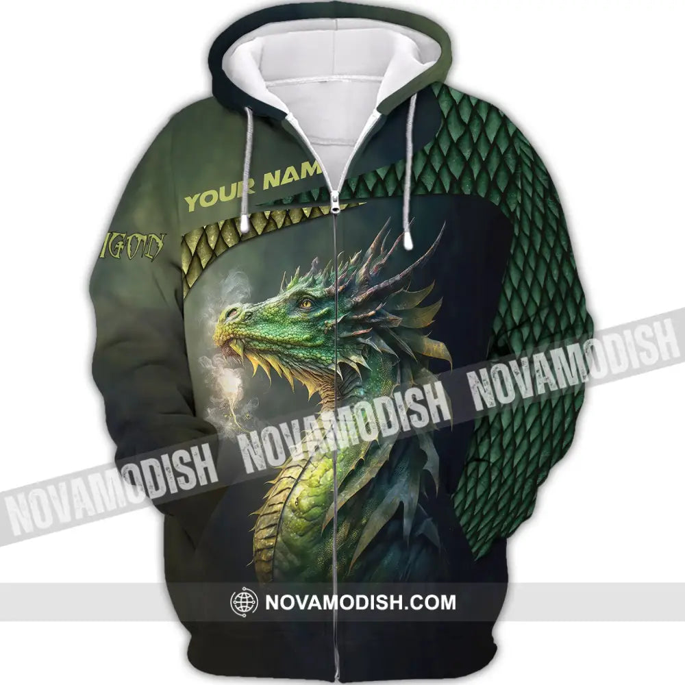 Unisex Shirt Custom Name Dragon T-Shirt 3D Lover Gift Zipper Hoodie / S