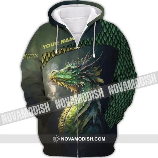 Unisex Shirt Custom Name Dragon T-Shirt 3D Lover Gift Zipper Hoodie / S