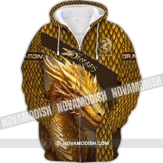 Unisex Shirt Custom Name Dragon T-Shirt 3D Lover Gift Zipper Hoodie / S